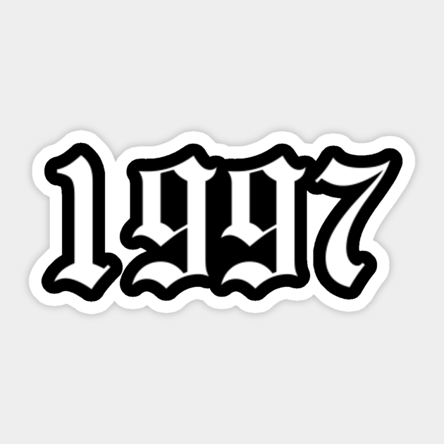 1997 Old English Style Text 1997 Sticker TeePublic